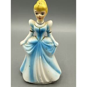 Vintage Cinderella Style Ceramic Princess Figurine Blue Dress 4 in